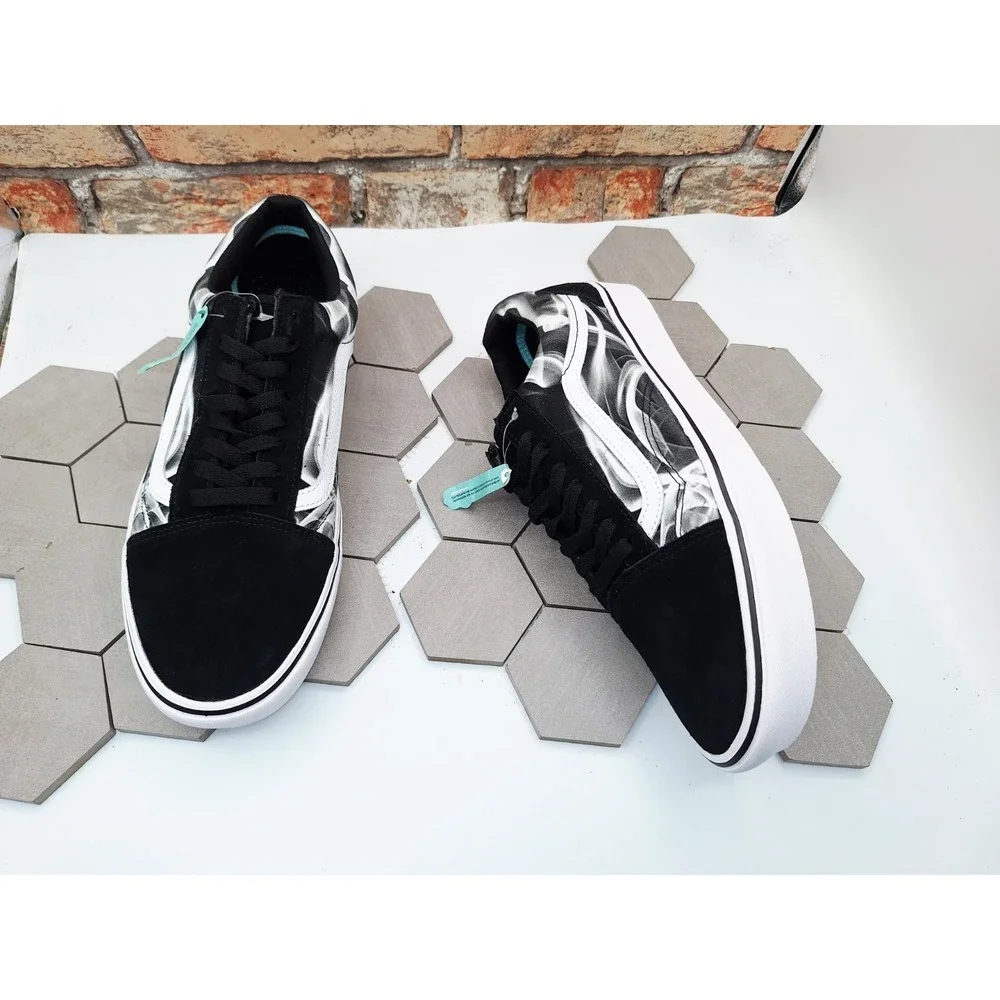 Men Sz 12 Vans Old School Comfy Cush Black White Swirl Sneakers CC After Dark - Picture 10 of 11